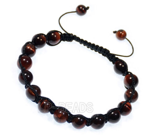 Handmade femme homme 8 mm pierres naturelles MACRAME perles bracelet réglable