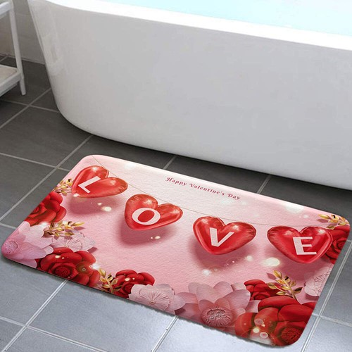 Valentine/'s Day Balloon Shower Curtain Toilet Cover Rug Bath Mat Contour Rug Set