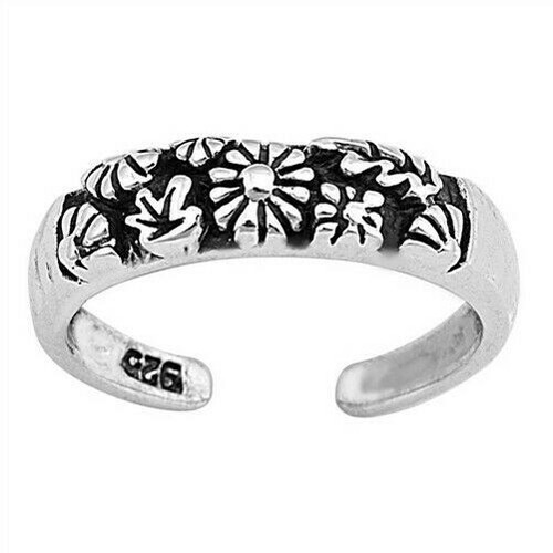 Adjustable Flowers Toe Ring Genuine Sterling Silver 925 Jewelry Best Gift 4 mm