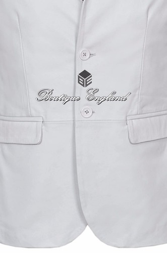 Mens Leather BLAZER White Classic ITALIAN Tailored Soft REAL LEATHER 3450