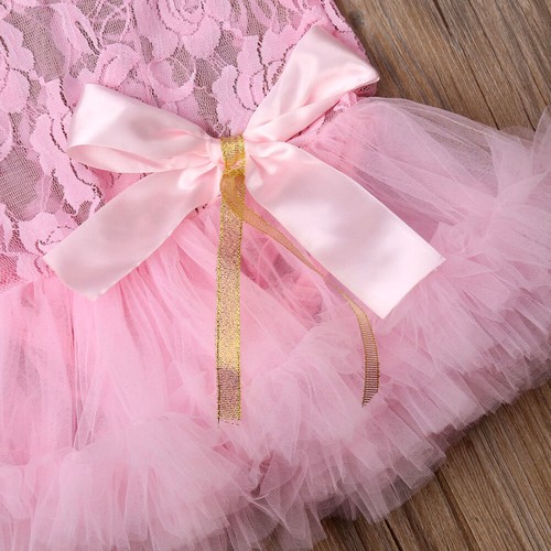 Infant Toddler Baby Girl Lace Floral Romper Princess Wedding Party Tutu Dress UK