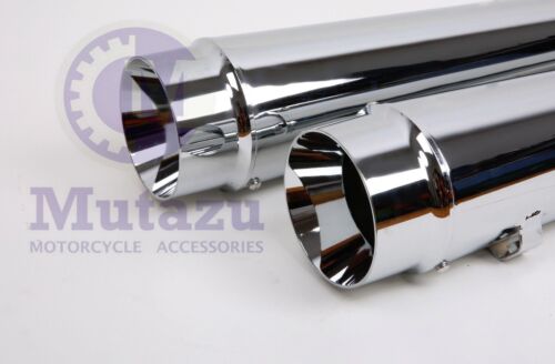 MUTAZU 4/" Chrome Megaphone Slip-On Mufflers Exhaust 2017-up for Harley Touring