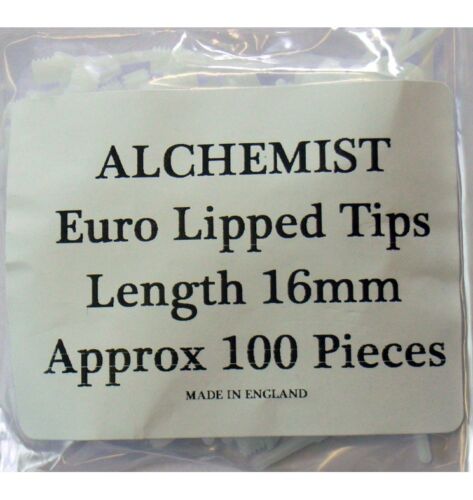 100 WHITE 16mm ALCHEMIST EURO LIPPED  2ba SOFT TIPS 