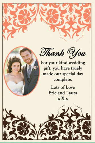 Present Thank You Cards inc envelopes WT7 Personalised Photo Wedding Gift 