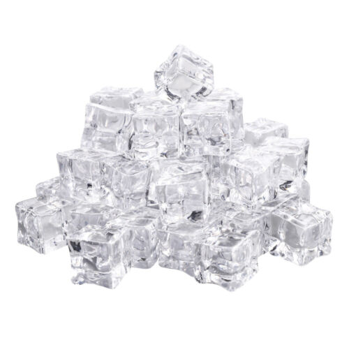 50Pcs Fake Ice Cubes Acrylic Artificial 20mm Crystal Cubes for Photography 