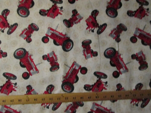 Tractors Farmall Red Tractor Cream Genuine Parts Cotton Fabric BTHY 