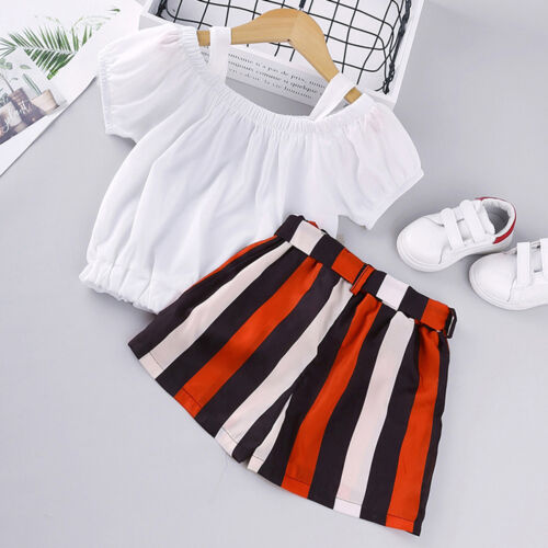 Little Baby Girls Outfits Kids Summer Casualwear Set Top+Denim Shorts Costumes 