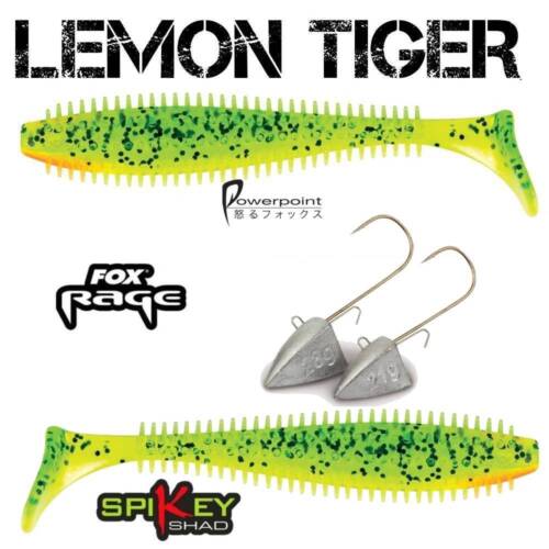 Zander Dorsch Hecht + 6 Teile Fox Rage Spikey Lemon Tiger 12cm Flutter Jig