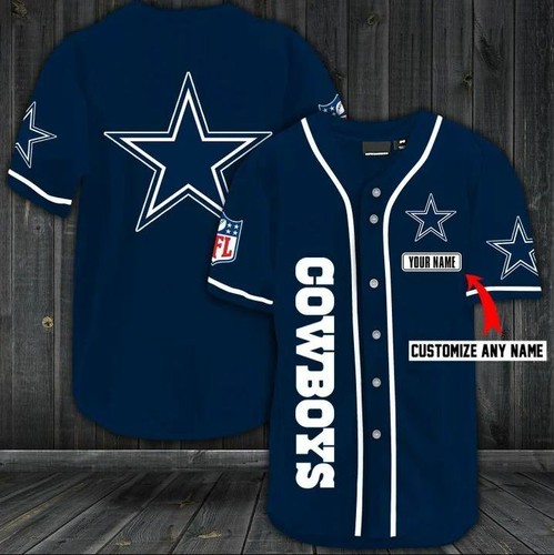 Dallas Cowboys Personalized Custom Baseball Jersey Short Sleeve Shirt XS-4XL