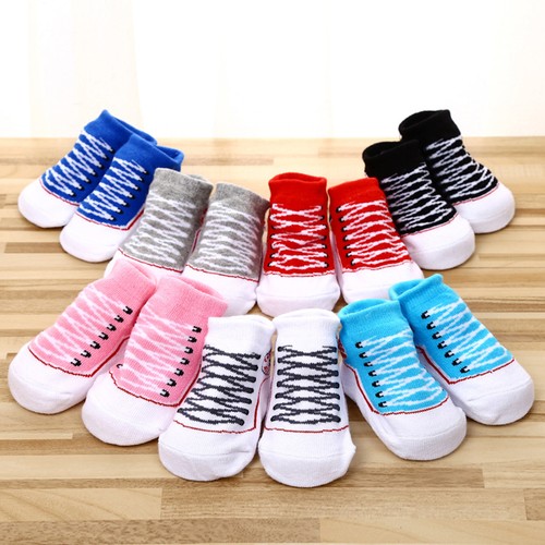 1 Pair Baby Girl Boy Anti-slip Cotton Socks Newborn Slipper Shoes 0-6 Months