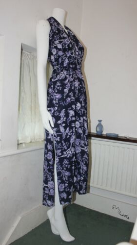 Oasis Halter neck Navy Purple Floral Summer Sleevless Beach Stretch Maxi Dress