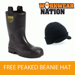 Worksite SS630SM Black PVC Warm Lined Rigger Boot S5 SRC FREE PEAKED BEANIE