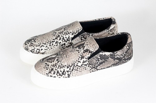 Details about / NEW Qupid Royal Brown Snakeskin Platform Slip On Sneakers Sz 8.5