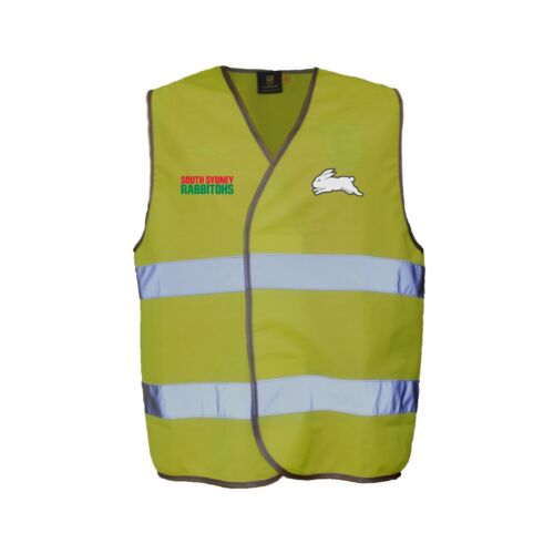 South Sydney Rabbitohs NRL HI VIS Safety Work Vest Reflective Shirt YELLOW 