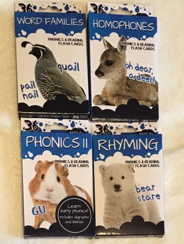 Bendon Phonics and Reading Flash Cards Set of 8 Decks 36 Cards Each **NEW**