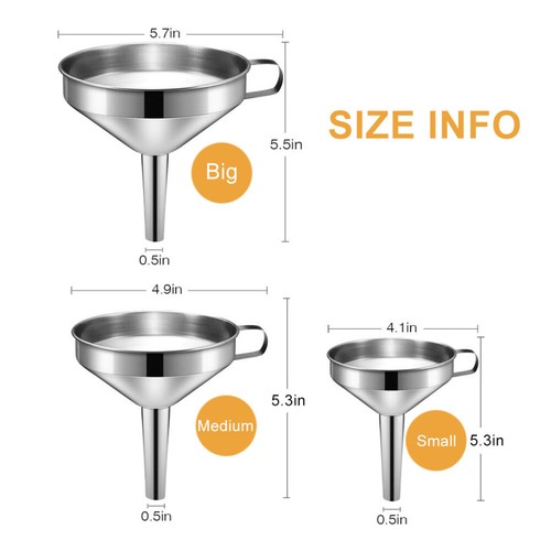 Trichter mit Siebfilter in10//12//14cm Einfülltrichter Abfülltrichter Edelstahl DE