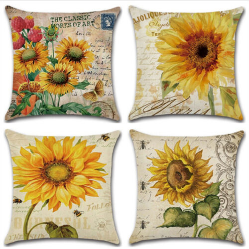 Sunflowers Pattern Fashion canapé maison décoration Housse de coussin lin Throw Pillow 
