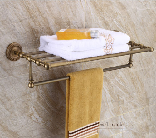 Antique Brass Bathroom Accessories Set Towel Rack Toilet Paper Box Toilet Brush