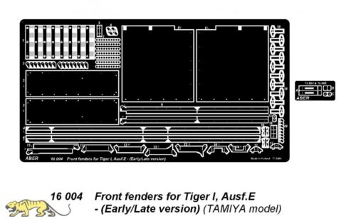 Aber 16004 E früh//spät 1:16 Frontschutzbleche Tiger I Ausf