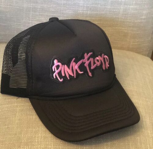 Pink Floyd Trucker Hat Embroidered Patch Cap Music Rock Band Mesh Black Retro
