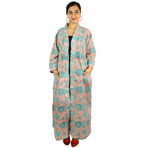 Details about / Cotton Robes Kimono Robe for Women Floral Block Print Dress Bath Robe Night Wear