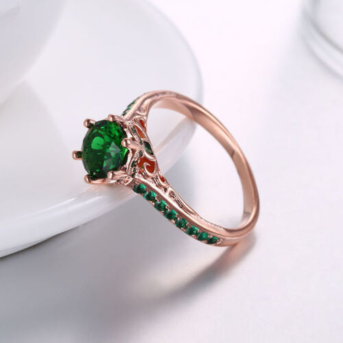 Rose Gold Plated Fashion Halo AAA Zirconia Ring B490 