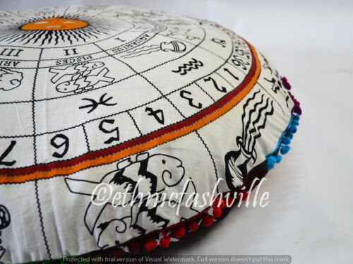 Indian 32/" Floor Pillow Cover horoscope Mandala Large Meditation Cushion Pouf