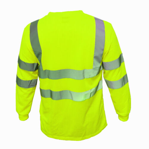 Hi Vis T Shirt High Visibility ANSI Class 3 Reflective Long Sleeve Neon Lime 