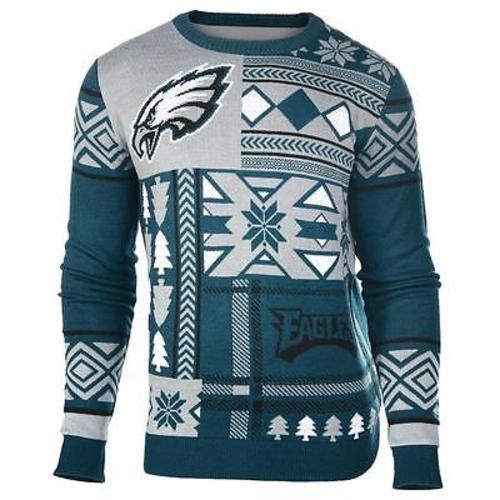 Ugly Christmas Sweater Nfl Philadelphia Eagles Patches Football Xmas Crew Neck