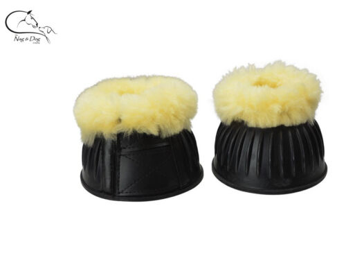 Ekkia Real Sheepskin Topped Rubber Ribbed Over Reach Bell Boots FREE P&P 
