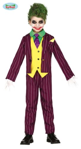 Childs Halloween Crazy Villano Fancy Dress Costume Joker nuevo traje de tipo FG