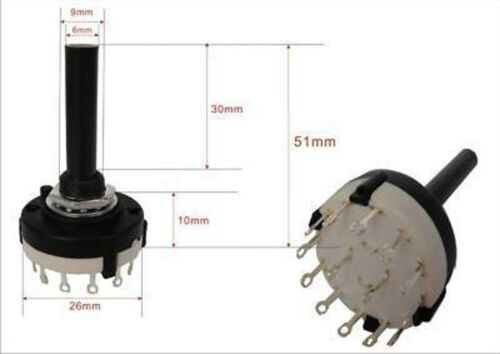 1,2 Pole 5 Position Long Shaft 5 WAY ROTARY SWITCH 2P5L 
