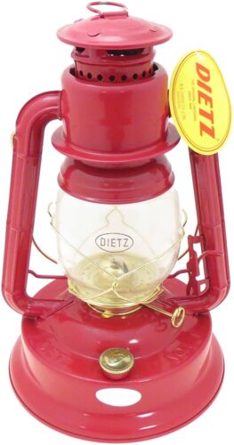 Dietz #1 Little Wizard Oil Lamp Burning Lantern Red with Gold Trim 