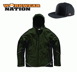 Dickies due toni Giacca Softshell Impermeabile Cappotto in pile verde oliva libero Snapback
