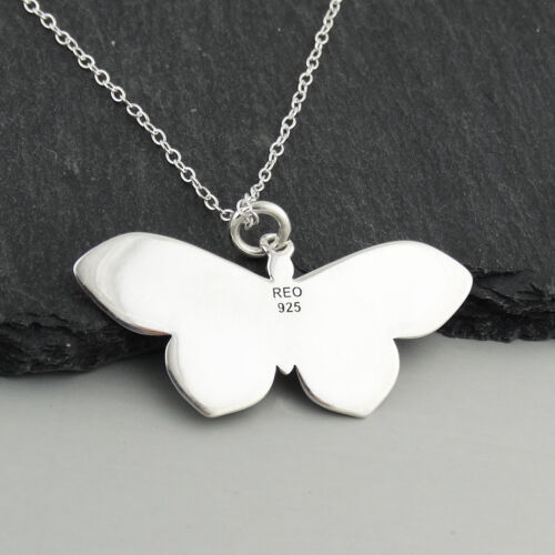 925 Sterling Silver Vintage Style Pendant Spoon Handle Butterfly Necklace 