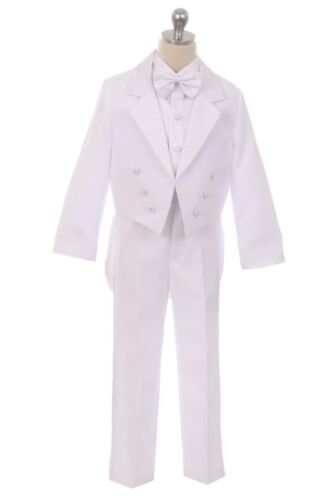 Details about   White Boy Baptism Christening Suit Tuxedo Holy Spirit 5 Pc Set Tail Baby Toddler 