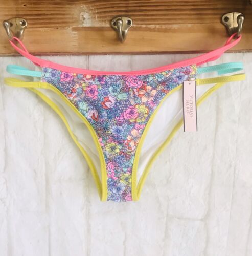 Details about  / NWT Victoria’s Secret Swim Medium M Floral Strappy Cheeky Flower Bikini Bottom M