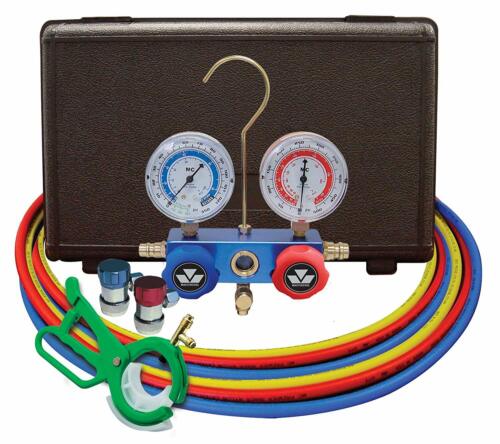 MASTERCOOL 98661-PRO Blue R134A and R-12 Dual Manifold Gauge Set with 60" Hose 