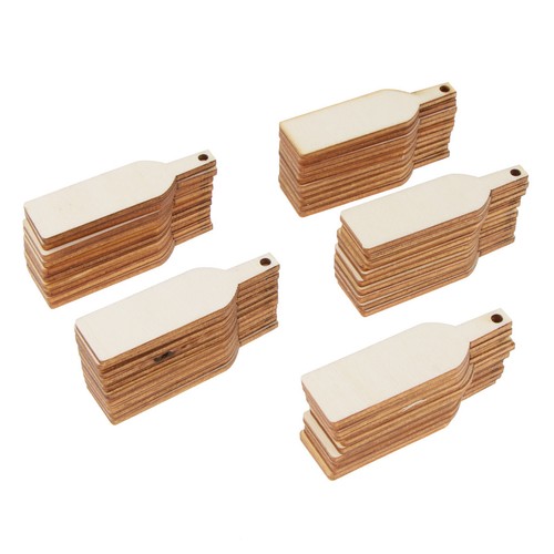 Blesiya 50pcs Blank Wine Bottle Wooden Chips Present Gift Tags 6x1.8x0.2cm