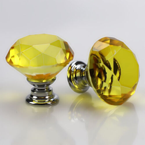 Crystal Glass Cabinet Knobs Diamond Shape Drawer Wardrobe Pulls Handles 10Pcs 6