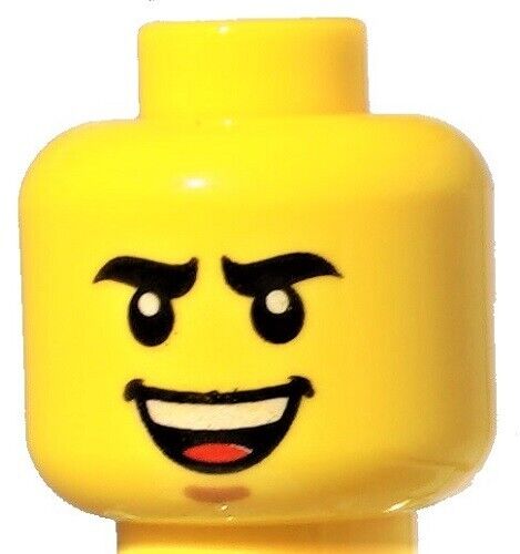 ☀️NEW Lego Minifigure Head Dual Sided Black Curved Eyebrows Worried Smile
