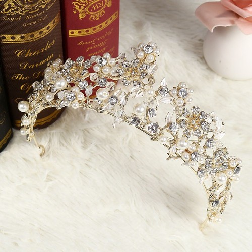 Diadem Tiara Krone Stirnband Haarreif Haarschmuck Braut Hochzeit Strass Perle
