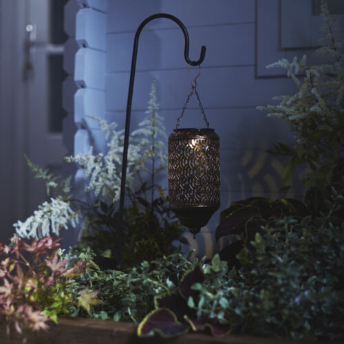 LED Solar Laterne Marrokanischer Stil Garten Deko Beleuchtung Erdspieß kupfer