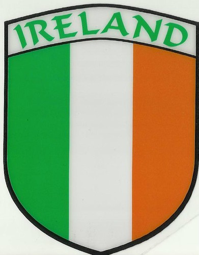 Ireland Irish Tri Colours Flag Shield Shape Internal Car Window Sticker Decal