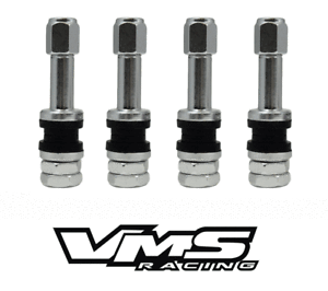 x4 VMS RACING UNIVERSAL SILVER CNC BILLET ALUMINUM WHEEL VALVE STEM /& CAP KIT