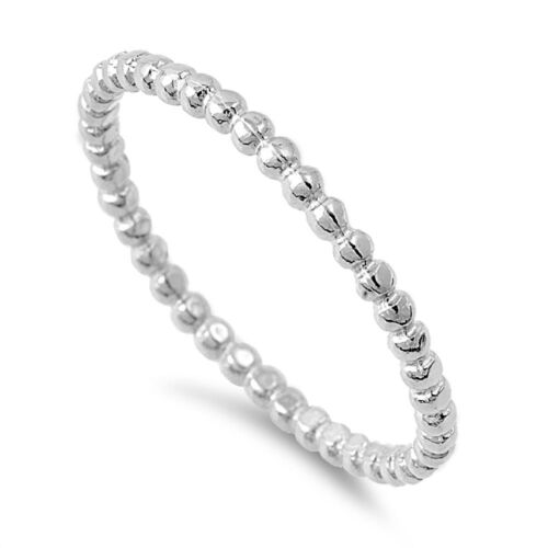 .925 Sterling Silver Stackable Eternity Bead Ball Band Ring Sizes 2-10 NEW 