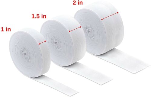 12YDS White 1.5" Elastic Band Spool Springy DIY Band for Crafting Sewing Pant  