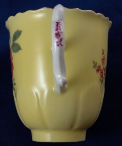 Rare-18thC-Meissen-Porcelain-Yellow-Ground-Floral-Cup-Saucer-Porzellan-Tasse