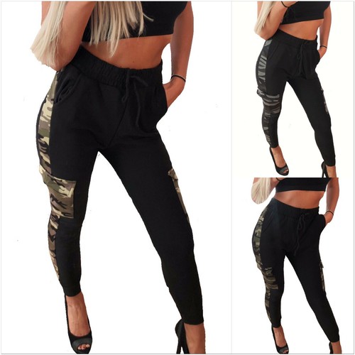 Femmes Camouflage Jogging Pantalon Cargo Décontracté Doublure Fitness Doublé