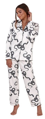 Womens Satin PyjamasLong Sleeve Silk NightwearAnimal Print Ladies PjsUK